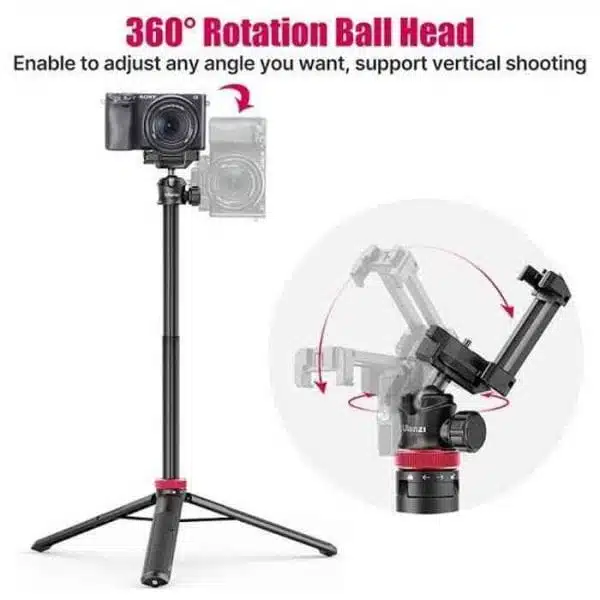 Ulanzi MT 44 Extendable Vlog Tripod With 360° Ball Head – Black Color